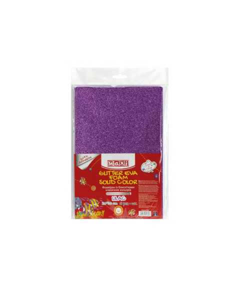 Hirtie gumata cu sclipici Autoadeziva (Foamiran) 20x30cm 2mm. Violet, set din 5 bucăți